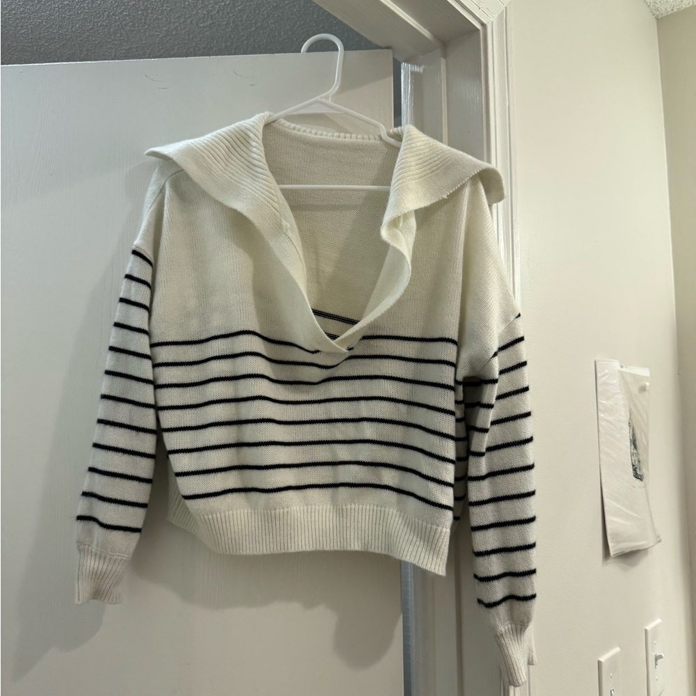 Striped White and Black Sweater